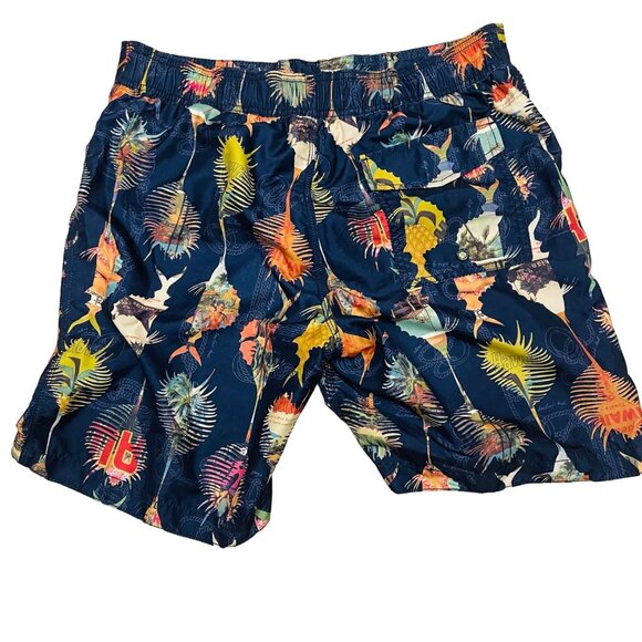 Old Navy Mens Swim Trunks Suit Tropical Print Size M Hawaiian Six 10/11 16" x - Picture 6 of 7